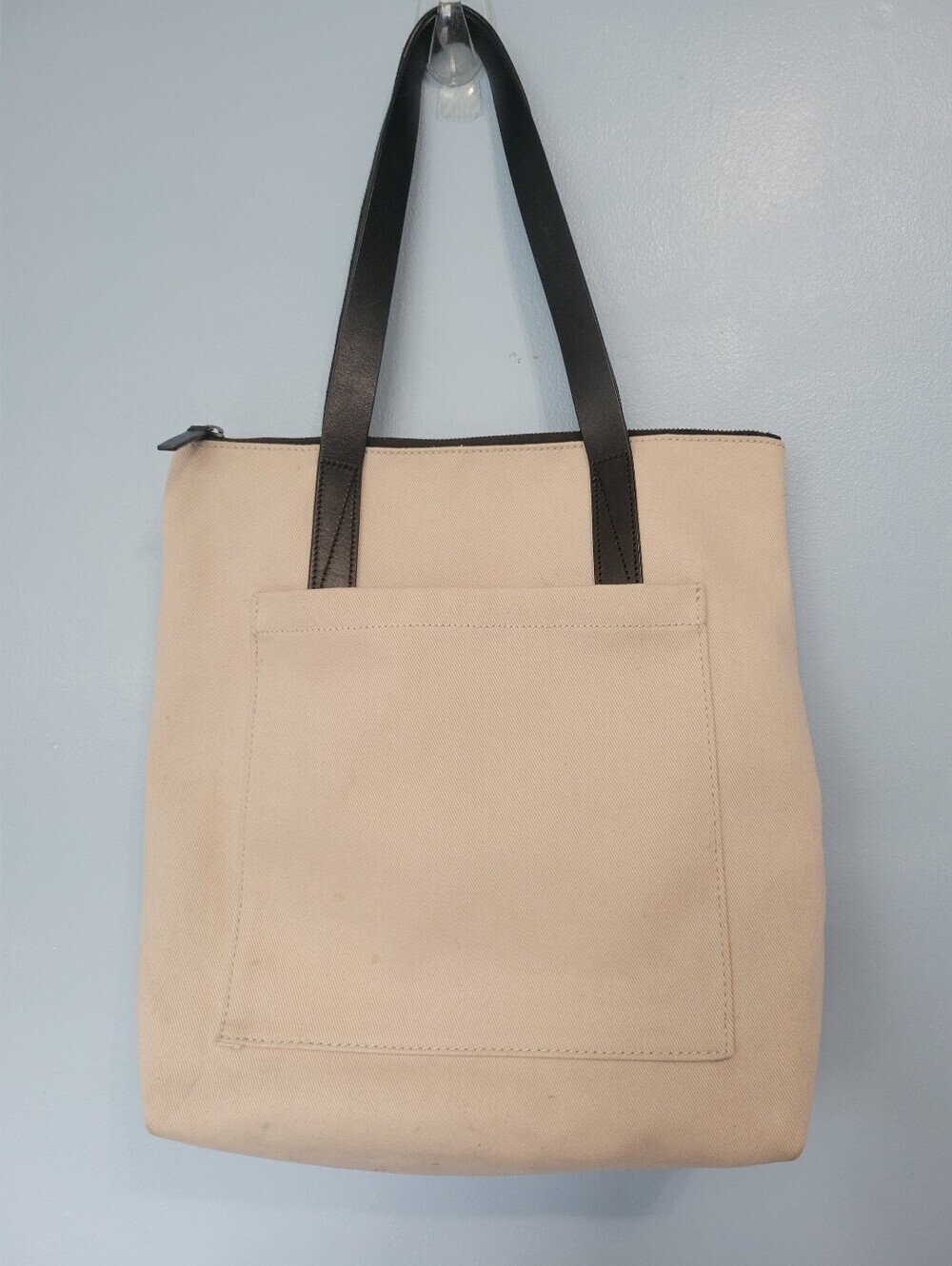 Everlane Canvas Leather Strap Tote Bag Neutral Beige